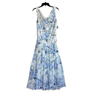 Alex Evenings Dress 4 Floral Tea Length Midi Shawl Scarf Cowl White NWT $245